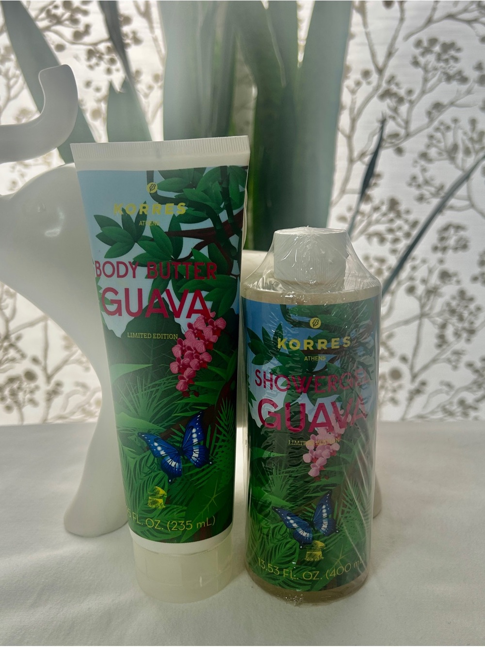 NIB Korres Guava Jumbo 13.5 oz Shower Gel & 7.9oz Body Butter Duo Set